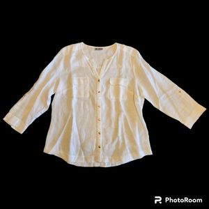 EUC JM Collection Linen Blouse Size XL